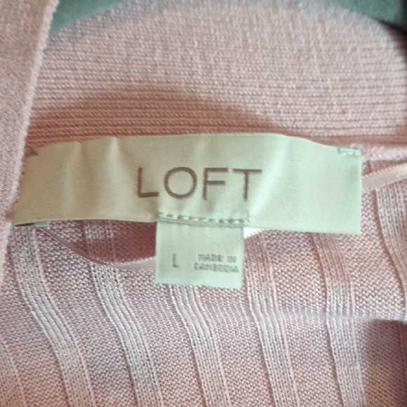 LOFT Soft Pink Ribbed Cardigan - Picture 2 of 4
